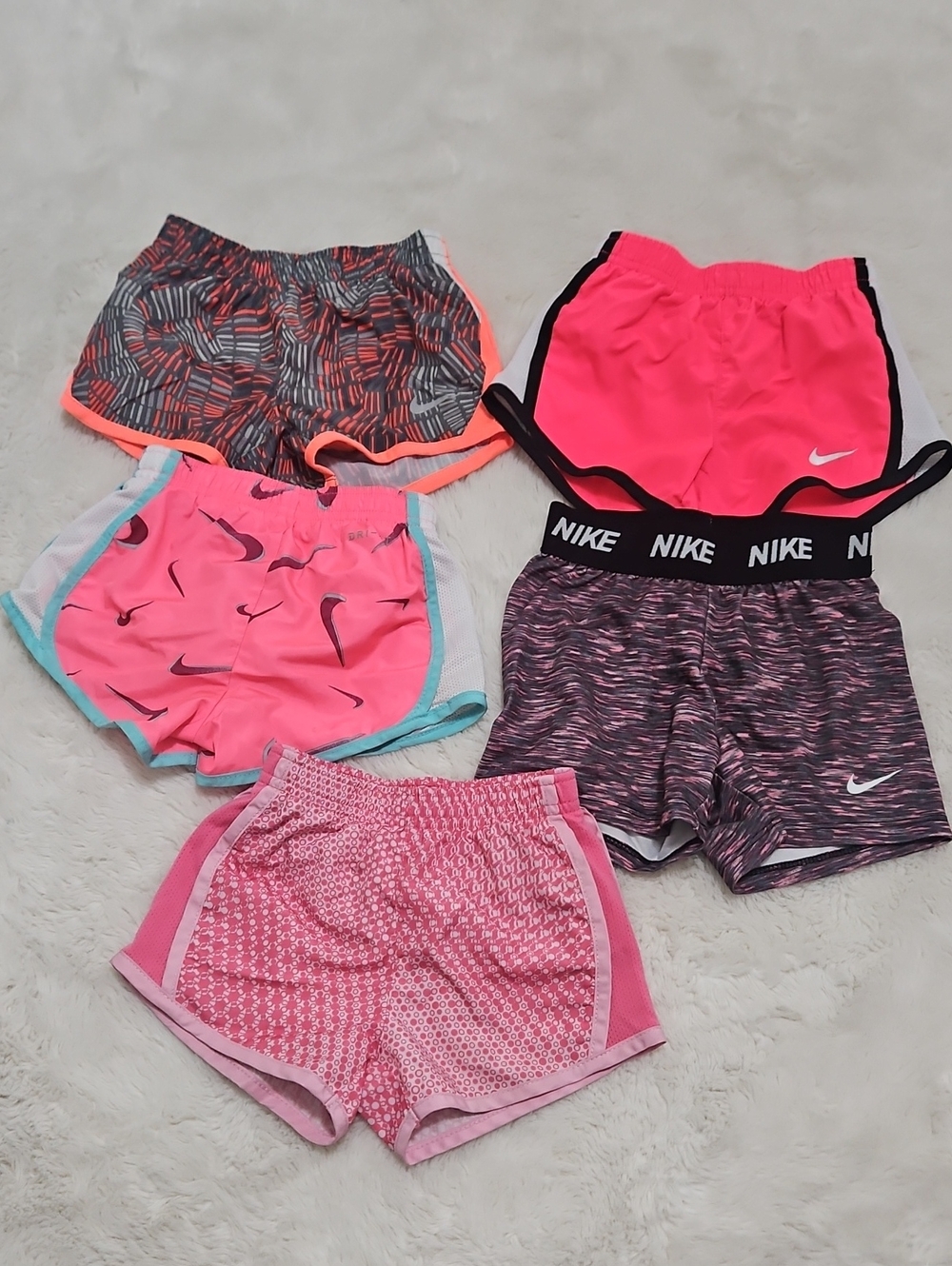 Nike Dri-Fit Girls' Pink & Gray Active Shorts Bundle - 5 Pack